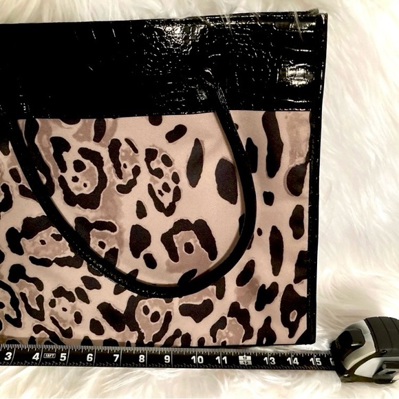Ulta Beauty Tote Bag Canvas Patent Tan Black Leopard - Picture 6 of 9